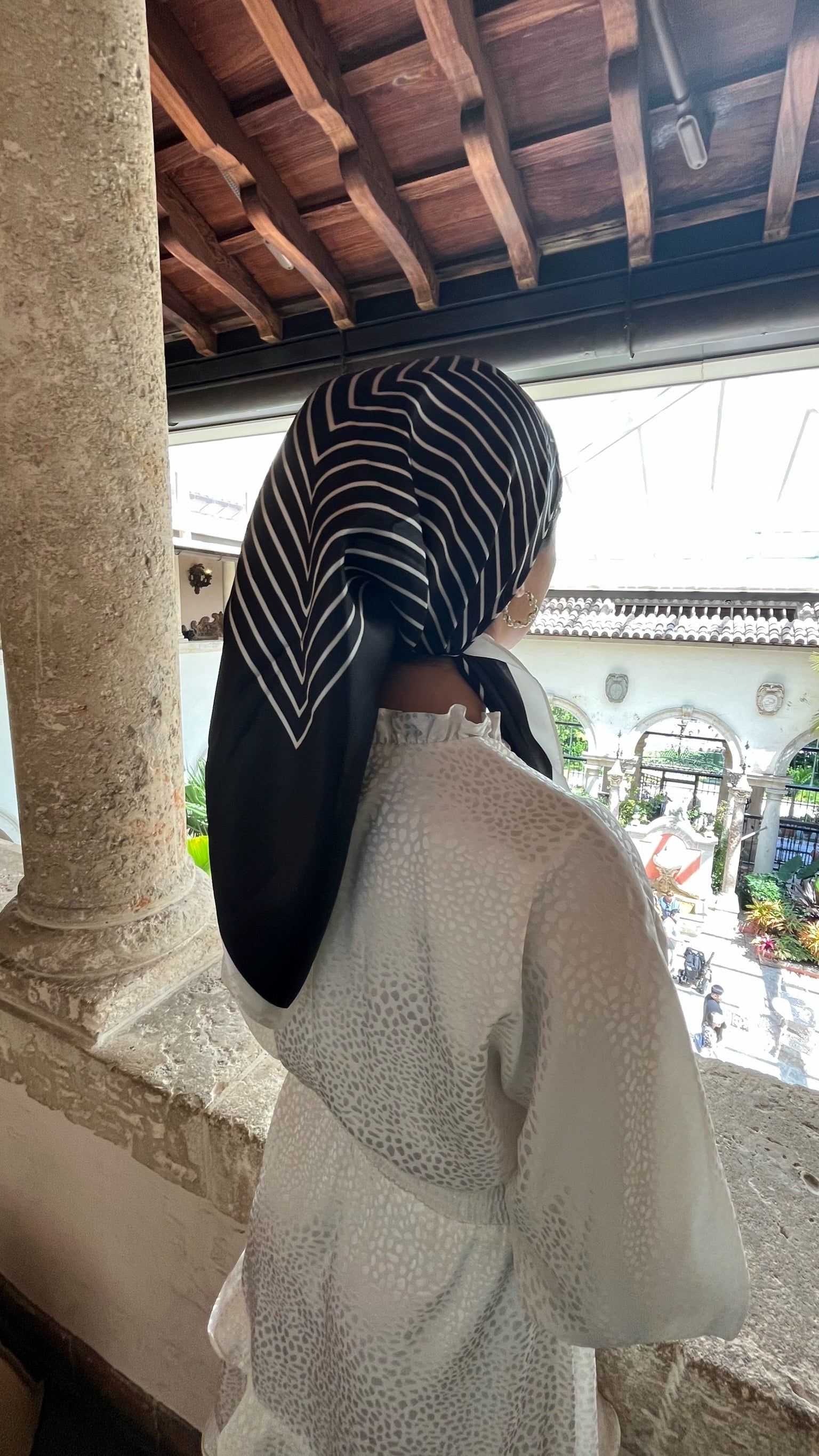 DT Silk Collection- Black with Beige Stripes