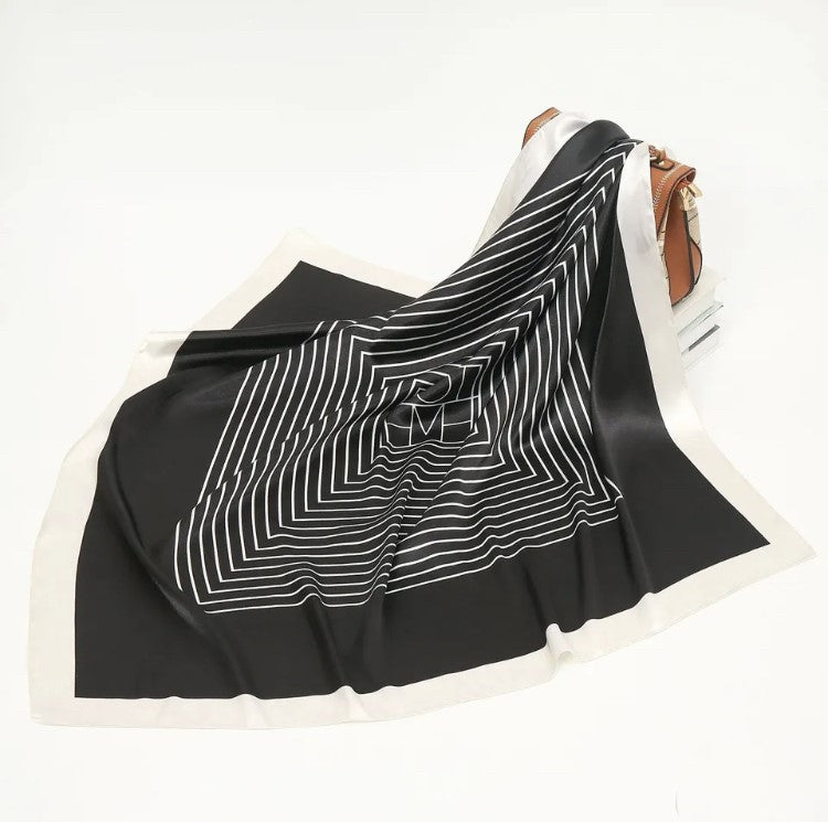 DT Silk Collection- Black with Beige Stripes